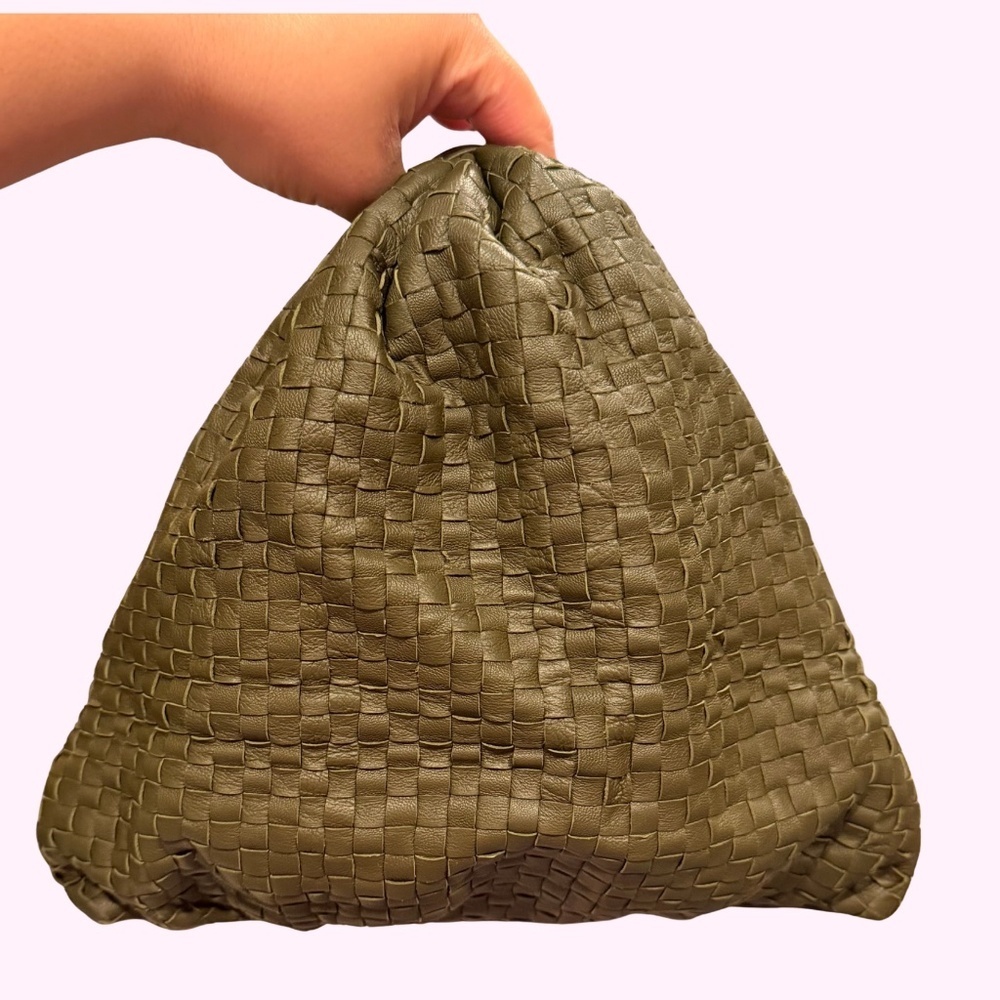 HTF NWT Cleobella Nia Woven Handbag Leather Dark Green - Picture 2 of 5